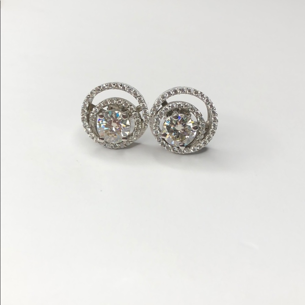 1.80Ct Moissanite Halo Earring 14K Finish